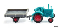 953047 Wiking Hanomag R 16 Mit Anhänger – Wasserblau/grau