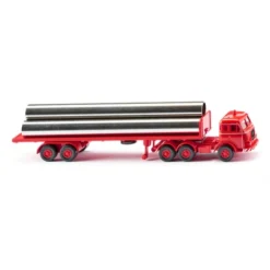 Wiking 055404 Flachpritschensattelzug (Henschel) - Leuchtrot