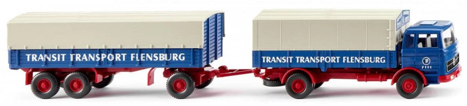 Wiking Miniatuurauto Mercedes-Benz Truck 1:87 Blauw/beige/rood 3 Wiking Miniatuurauto Mercedes-Benz Truck 1:87 Blauw/beige/rood