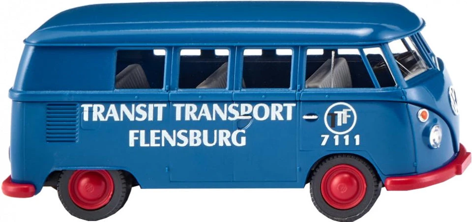 Wiking Miniatuurbus Transit Transport VW T1 1:87 Blauw/rood