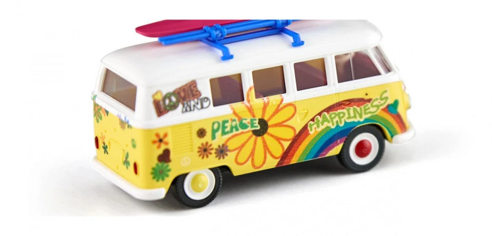 Wiking Miniatuurbusje VW T1 Flower Power Die-cast Zink 1:87 Geel 6 Wiking Miniatuurbusje VW T1 Flower Power Die-cast Zink 1:87 Geel - Afbeelding 4
