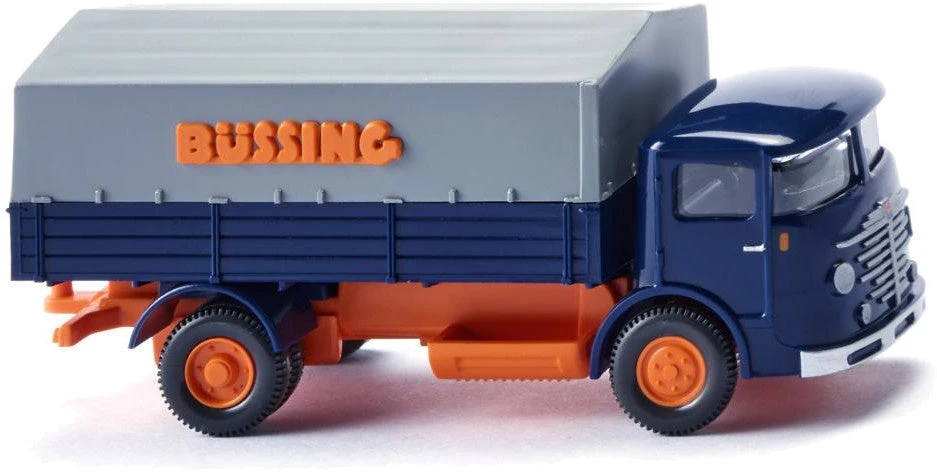 Wiking Miniatuurvrachtwagen Büssing 4500 1:87 Blauw/oranje 3 Wiking Miniatuurvrachtwagen Büssing 4500 1:87 Blauw/oranje